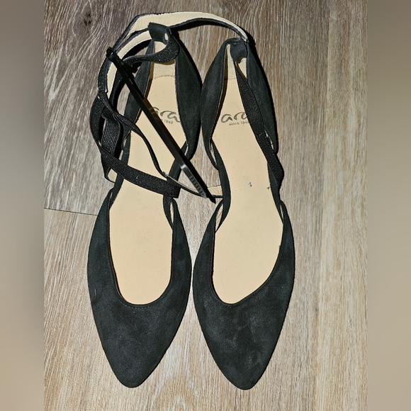 ARA strappy pointed toe flats size 4 6.5 black suede - Picture 3 of 7